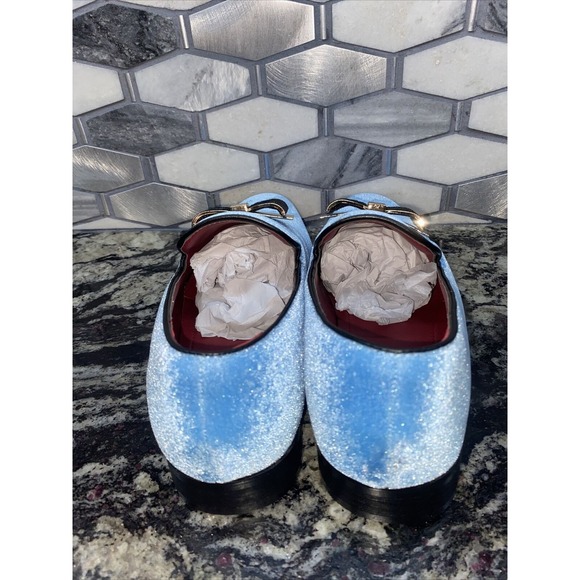 ENZO‎ Romeo Mens Vintage Bow Tie Velvet Dress Loafers, Powder Blue, sz 8.5 main image 4
